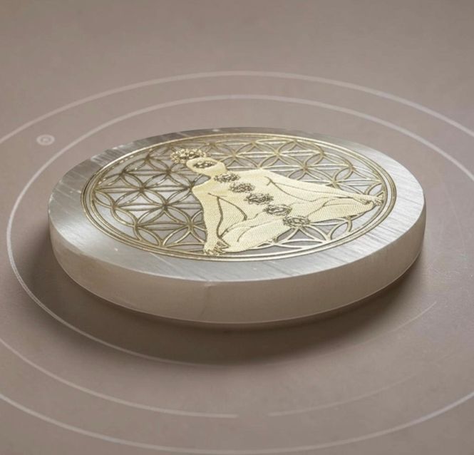 Hovedbilde Flower Of Life Selenitt Rund ...