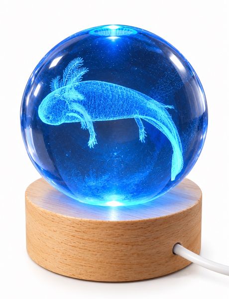 Hovedbilde Axolotl 3D Glasskule - LED ...